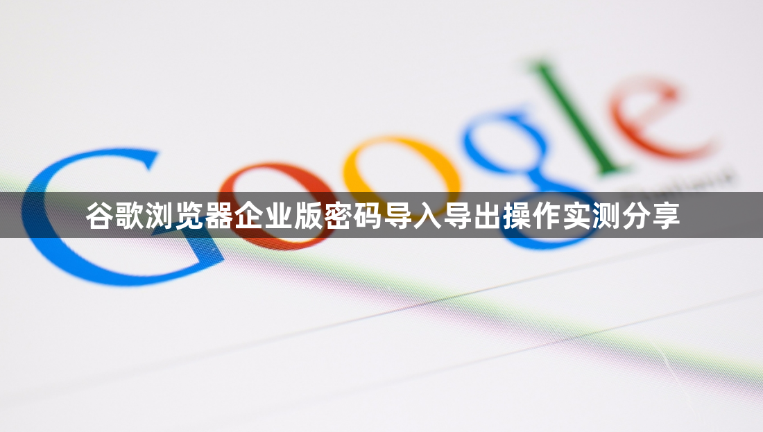 谷歌浏览器企业版密码导入导出操作实测分享1